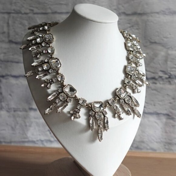 Banana Republic Gold Bejeweled Statement Necklace - Picture 1 of 10
